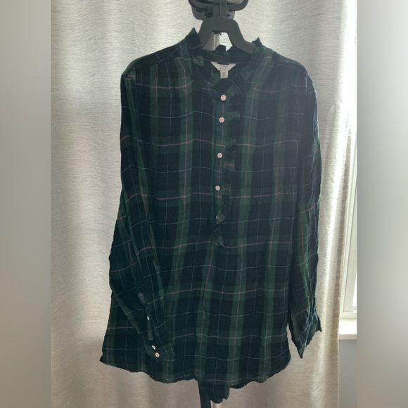NWT crown & ivy Dark Green Plaid Button Down Shirt Size 3X - Picture 1 of 9